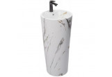 Rea Blanka Marble umývadlo 36x36x84 cm voľne stojaca okrúhla imitacja kamienia
