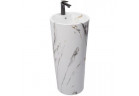 Rea Blanka Marble umývadlo 36x36x84 cm voľne stojaca okrúhla imitacja kamienia
