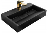 Umývadlo na postavenie na dosku Rea Goya Black, 60x37cm, bez prepadu, otvor na batériu, čierna matnéný