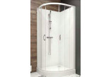 Štvrťkruhový sprchovací kút Sanplast Basic KCKP4/BASIC-80-S+BPza biewW0Bi, 80x80cm, sklo číre, biele profily