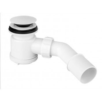 Sifón pre sprchové vaničky McAlpine, 90mm, czyszczenie od góry, klik-klak, biely