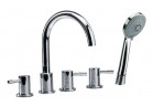 Vaňová batéria 5-otvorová Valvex Vegane, na postavení, výška 280mm, výtokové rameno 190mm, Sprchový set, chróm