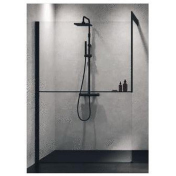 Sprchový kút druhu walk-in prístenná Novellini Kuadra H Black, 107-110 cm profil čierna matnéný, sklo číre