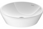 Umývadlo na postavenie na dosku Duravit D-Neo, 40cm, okrúhla, bez prepadu, bez otvoru pre batériu, biela