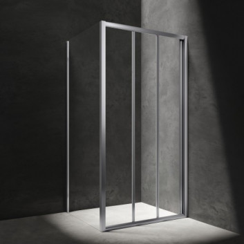 Štvorcová Sprchový kút Omnires Bronx, 80x80cm, dverí posuvné, sklo transparentní, profil chróm