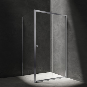 Obdĺžniková Sprchový kút Omnires Bronx, 110x80cm, dverí posuvné dvojdielny, sklo transparentní, profil chróm