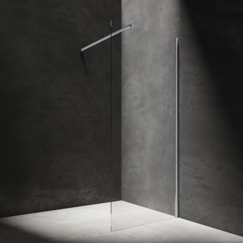 Sprchový kút walk-in Omnires Marina, 80x30cm, s pevnou bočnou stenou, sklo transparentní, profil chróm