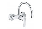Drezová batéria Grohe Eurosmart, na stěnu, DN 15, obracana výtokové rameno v tvare C 244mm, chróm