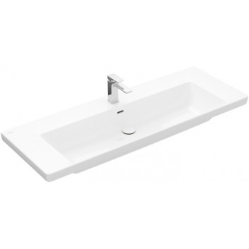 Umývadlo nábytkové Villeroy & Boch Subway 3.0, 130x47cm, z prepadom, 2 otwory na armatúru, Weiss Alpin