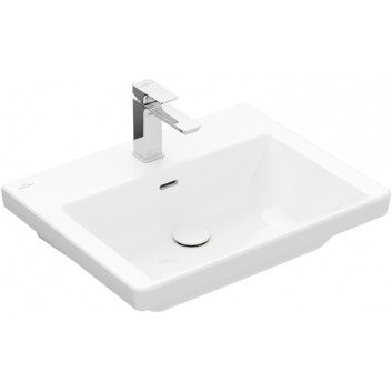 Umývadlo nábytkové Villeroy & Boch Subway 3.0, 65x47cm, z prepadom, otvor na armatúru, Weiss Alpin