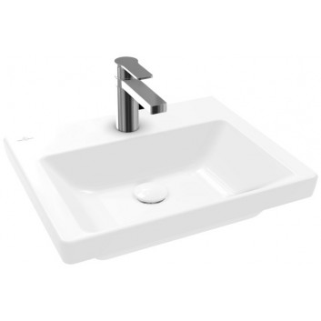 Umývadlo závesné Villeroy & Boch Subway 3.0, 55x44cm, z prepadom, otvor na armatúru, Weiss Alpin