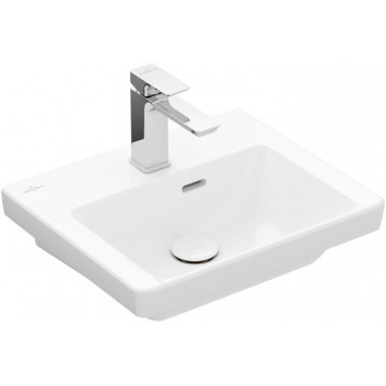 Umývadlo závesné Villeroy & Boch Subway 3.0, 50x40cm, z prepadom, otvor na armatúru, Weiss Alpin