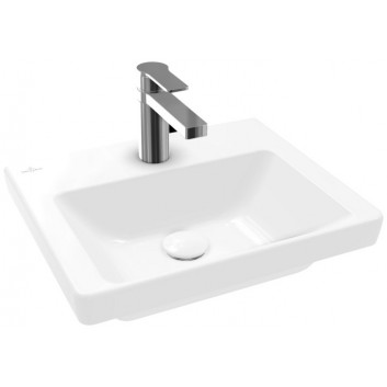 Umývadlo závesné Villeroy & Boch Subway 3.0, 50x40cm, z prepadom, otvor na armatúru, Weiss Alpin