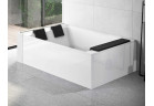 Rohová vaňa s hydromasážou Novellini Divina Dual Natural Air (verzia do niky s batériou), 190x140cm, pre montáž vľavo, s roštom, Batéria s funkciou napełniana przz prepad, kaskádový výtok, bez plášťa, biely lesklá