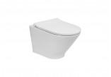 Misa závesné WC Roca Gap Round Compacto Rimless, 48x35,5cm, bez kołnierza, s sedadlom slim, biela