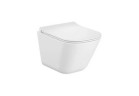 Súprava misa WC závesné, Roca Gap Square Rimless Compacto 48×34 cm, s pozvoľným sklápaním sedadlo slim, biela