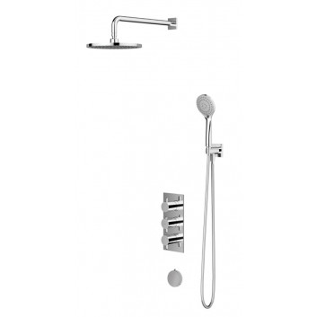 S termostatom Sprchový set Omnires Y, podomietkový, 2 výstupy vody, Horná sprcha 25cm, sluchátko 5-funkcyjna, chróm