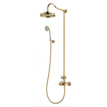 Sprchový set na stěnu Omnires Armance, 2 výstupy vody, Horná sprcha 225mm, sluchátko 1-funkčná, zlatý
