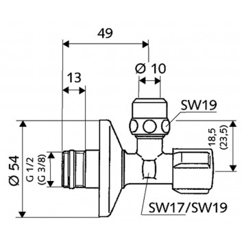Regulacyjny ventil rohový Schell Comfort, chróm