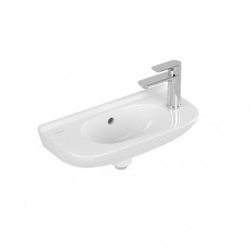 Umývadlo závesné Villeroy&Boch O.novo, 50x25cm, z prepadom, otvor na batériu, AntiBac, Weiss Alpin CeramicPlus