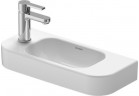 Umývadlo malá Duravit Happy D. 2, 50 cm, bez prepadu, s otvorom na batérie z ľavej stronie, Biely Alpin