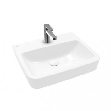 Umývadlo závesné Villeroy & Boch O.novo, 55x46cm, z prepadom, otvor na batériu, Weiss Alpin AntiBac CeramicPlus