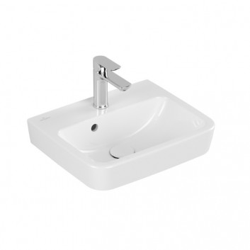 Umývadlo na postavenie na dosku Villeroy & Boch O.novo, 45x37cm, z prepadom, otvor na batériu, Weiss Alpin