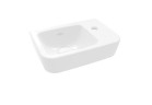 Malá umývadlo závesné Villeroy&Boch O.novo, 36x25cm, bez prepadu, otvor na batériu s pravé stronie, Weiss Alpin AntiBac CeramicPlus