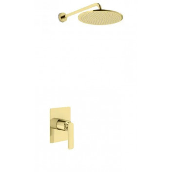 Podomietkový Sprchový set Kohlman Experience Gold, s hlavovou sprchou okrągłą 25cm i a sprchovou hlavou 1-funkcyjną, zlatý lesklá