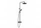 Sprchový set Kludi Logo Dual Shower System, na stěnu, Batéria termostatická, Horná sprcha okrúhla, sluchátko 3-funkčná, čierna matnéný