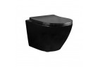 Závesné wc WC Rea Carlo Mini Rimless Duroplast/Flat, 49x37cm, bez kołnierza, sedadlo s pozvoľným sklápaním, čierna
