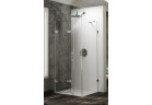 Sprchové Krídlové dvere na mieru Huppe Solva bez rámu, upevnenie ľavé, 500-1250 x 200x1200 mm, s pevnou bočnou stenou, sklo číre Anti-Plaque, profil chróm/strieborná lesklá