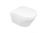 Závesné wc wc Oltens Jog 52x36 cm, PureRim S povrchom SmartClean s pozvoľným sklápaním sedadlo Slim - biela
