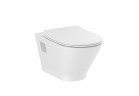 Závesné wc Roca Gap Round Rimless, odkryte mocowania, povlak SupraGlaze, biely