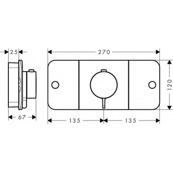 Modul s termostatom Axor One, podomietkový, 1 prijímač vody, vrchná sada, čierna matnéný