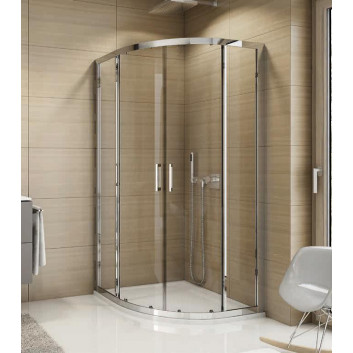 Štvrťkruhový sprchovací kút Sanswiss Top-Line S, 90cm, posuvné dvere, sklo číre, biele profily