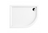 Akrylátové sprchová vanička sprchový štvrťkruhový OMNIRES RIVERSIDE, 100x80cm - biely lesklá 