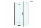 Oltens Hallan Sprchový kút 90x90 cm štvorcová čierna matnéný/sklo číre dverí s stenou