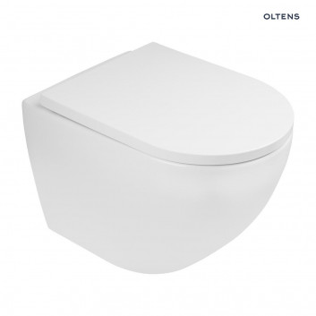 Súprava Oltens Hamnes Stille misa WC Závěsná PureRim S povrchom SmartClean s pozvoľným sklápaním sedadlo Ovan Slim