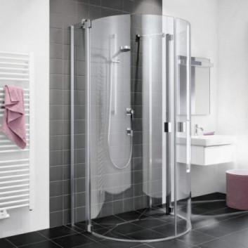 Štvrťkruhový sprchovací kút KERMI RAYA, 100x100x200cm, przejrzysta, KermiClean, strieborná profil