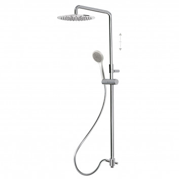 Súprava sprchová tyč bez baterii s prepojením w ścianie a stropnou sprchou, Tres Complementos Ducha - Chróm