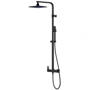 Sprchový set Corsan Ango,Horná sprcha LED, čierna
