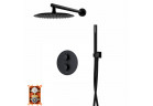 Sprchový set s batériou termostatickou a sprchou Corsan Ango,Horná sprcha okrúhla śr. 25cm, čierna