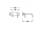 Prvok nástěnný do podomietkového korpusu baterii umywalkowe TRES STUDY, výtokové rameno 240mm, chróm