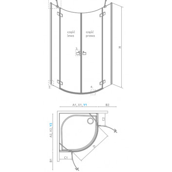 Štvrťkruhový sprchovací kút Radaway Essenza PDD 100x100cm, chróm/ sklo číre