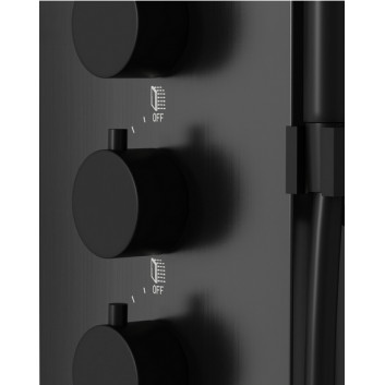 Panel sprchový Corsan SAMSARA, Horná sprcha LED, mísící systém, výtokové rameno s prepínačom ciśnieniowym, čierna 