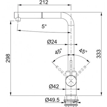 Drezová batéria Franke Sirius L Side pull-out , výška 333mm, otočné i výsuvná sprcha, chróm