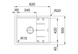 Drez wbudowywany, Franke Basis BFG 611-62 , biely polarny