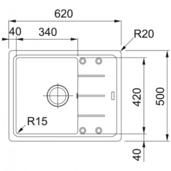 Drez wbudowywany, Franke Basis BFG 611-62 , biely polarny