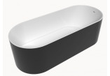 Vaňa voľne stojaca, Oválna Flaminia Oval Bicolor 170, čierna lesklá/biela, Súprava odtokový- sanitbuy.pl